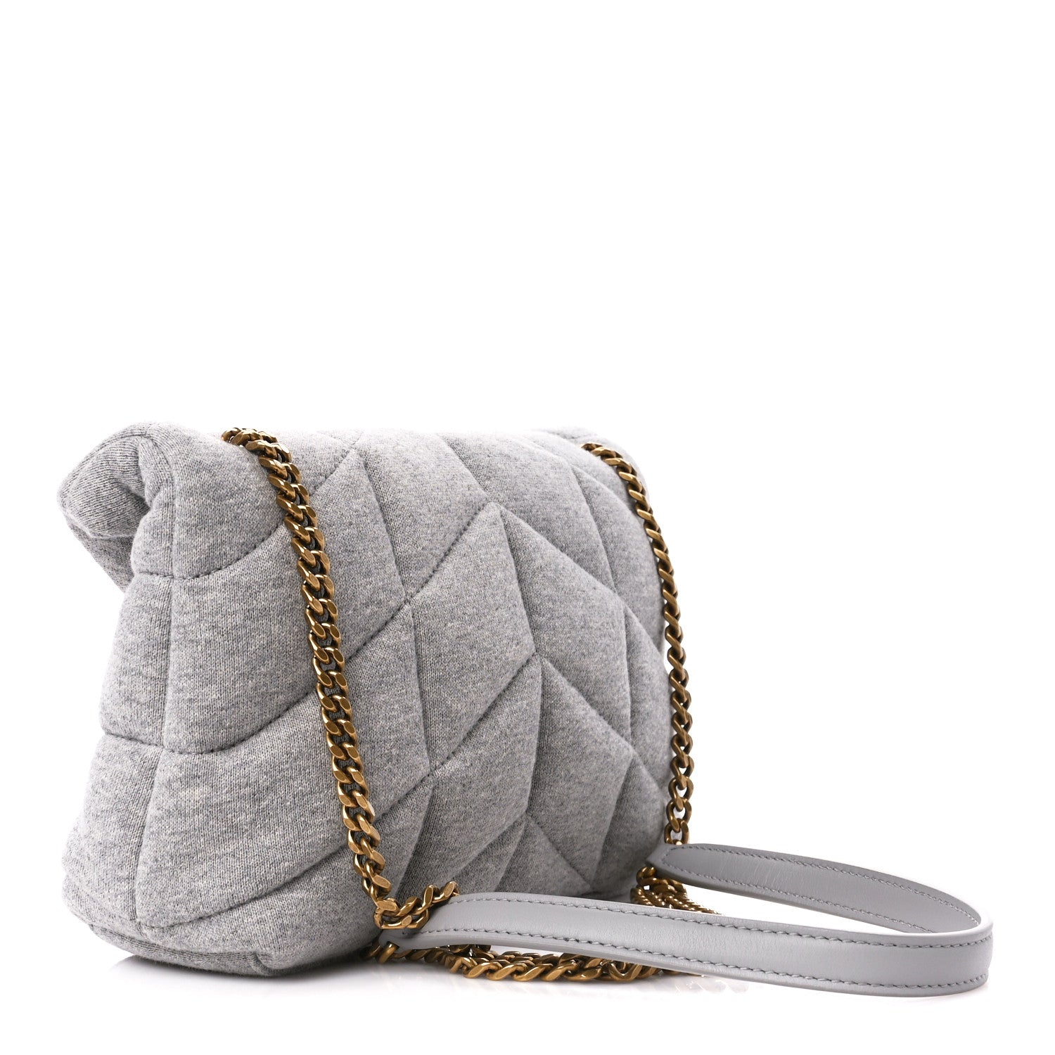 Saint Laurent Jersey Quilted Toy Loulou Puffer Monogram Chain Satchel Grey Cloud 2 of 9