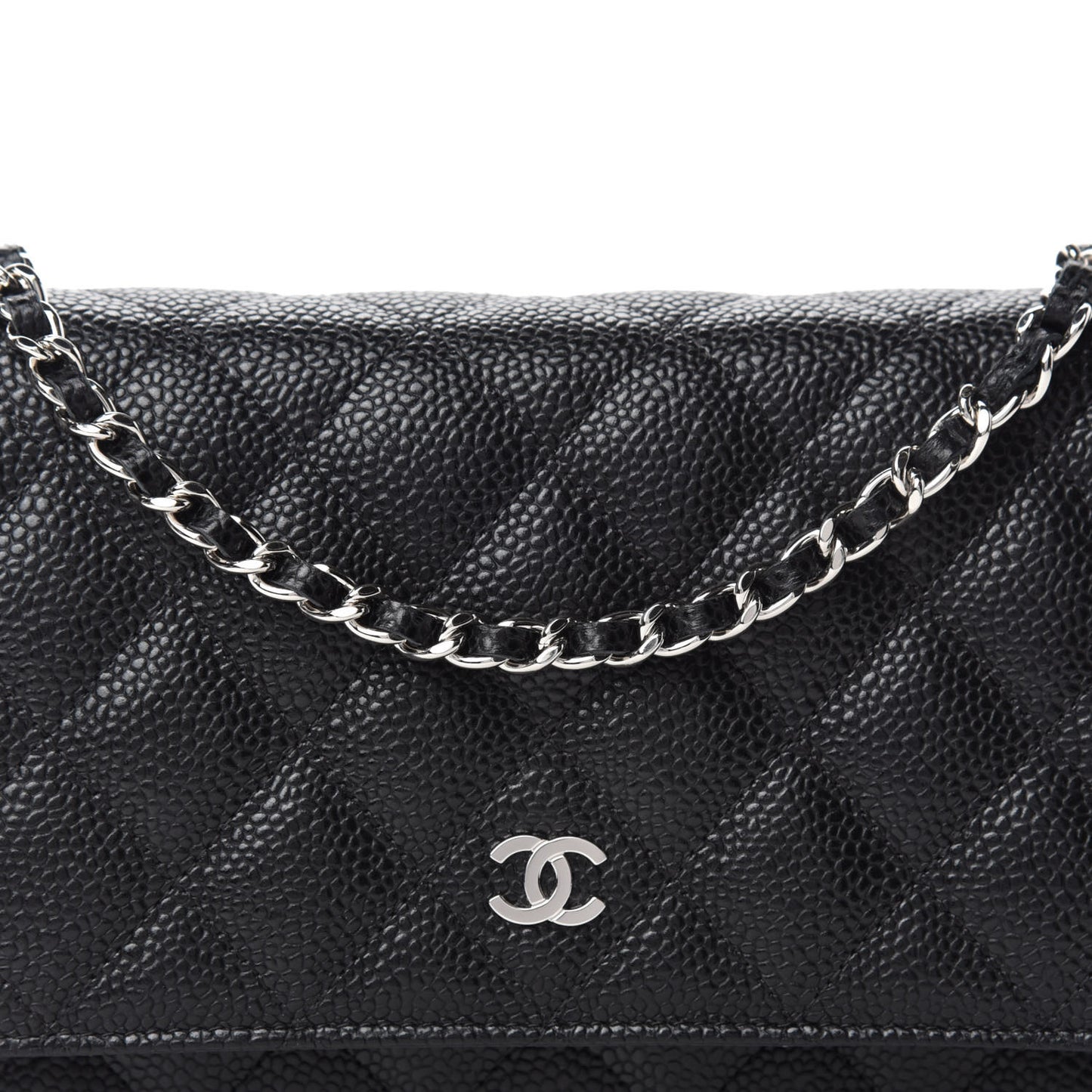 Caviar Quilted Wallet On Chain WOC Black