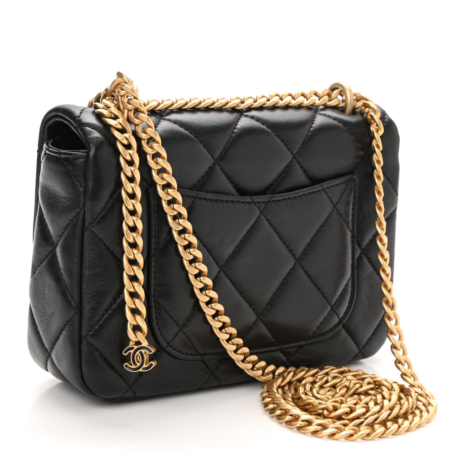Chanel Lambskin Enamel Quilted Mini Pending CC Square Flap Black 3 of 11