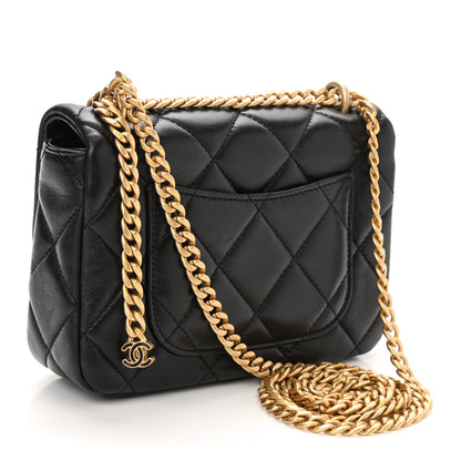Chanel Lambskin Enamel Quilted Mini Pending CC Square Flap Black 3 of 11