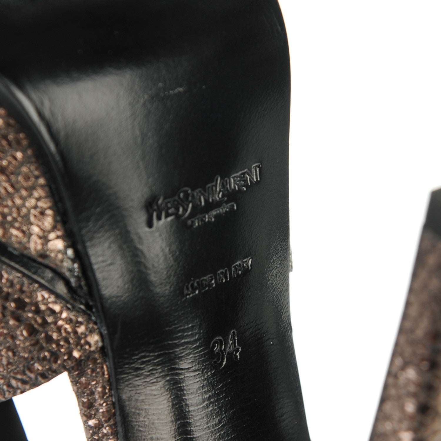 Saint Laurent Vulcano Calfskin Tribute 105 Platform Sandals 34 Canna Fucile 6 of 8