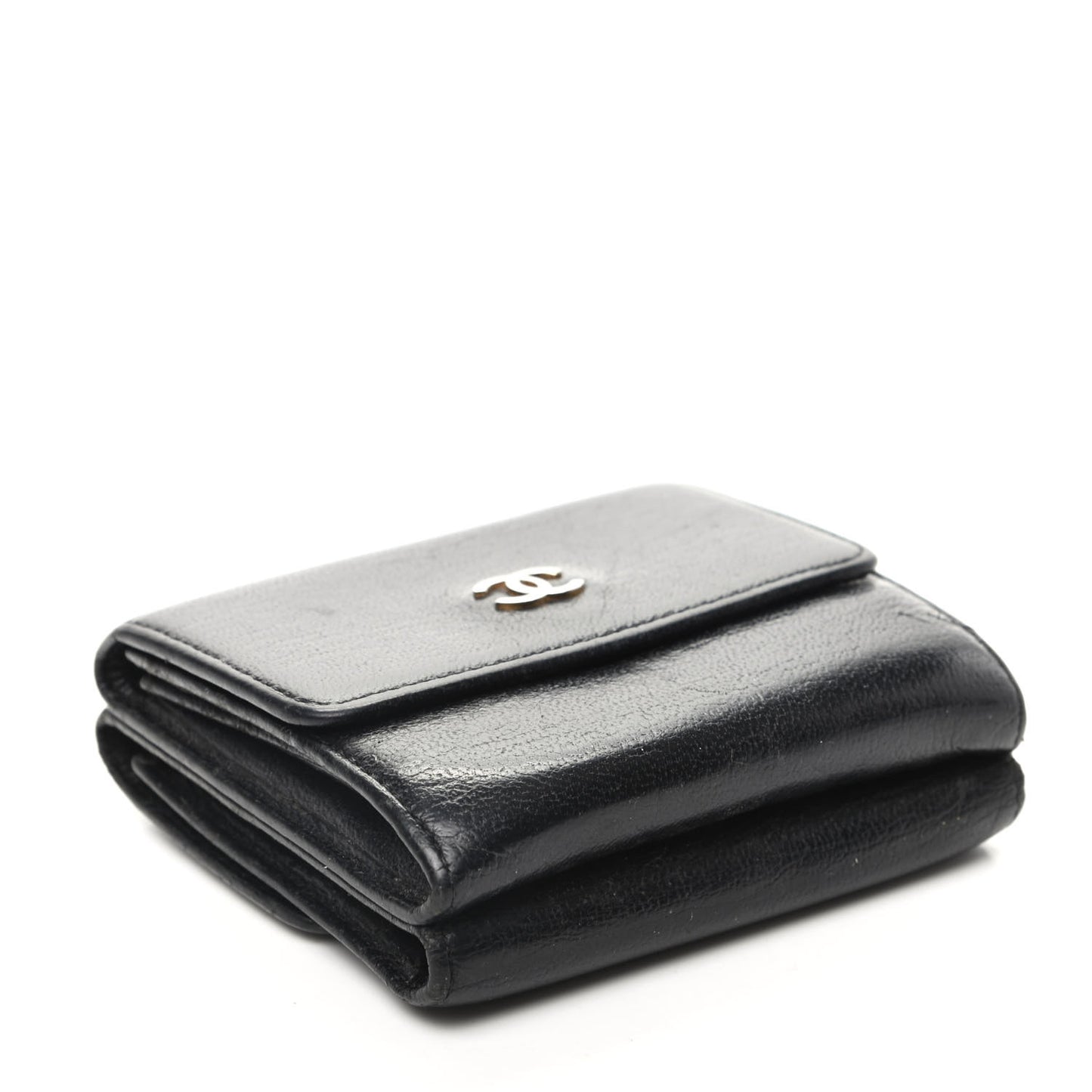 Goatskin Compact Double Sided Wallet Black
