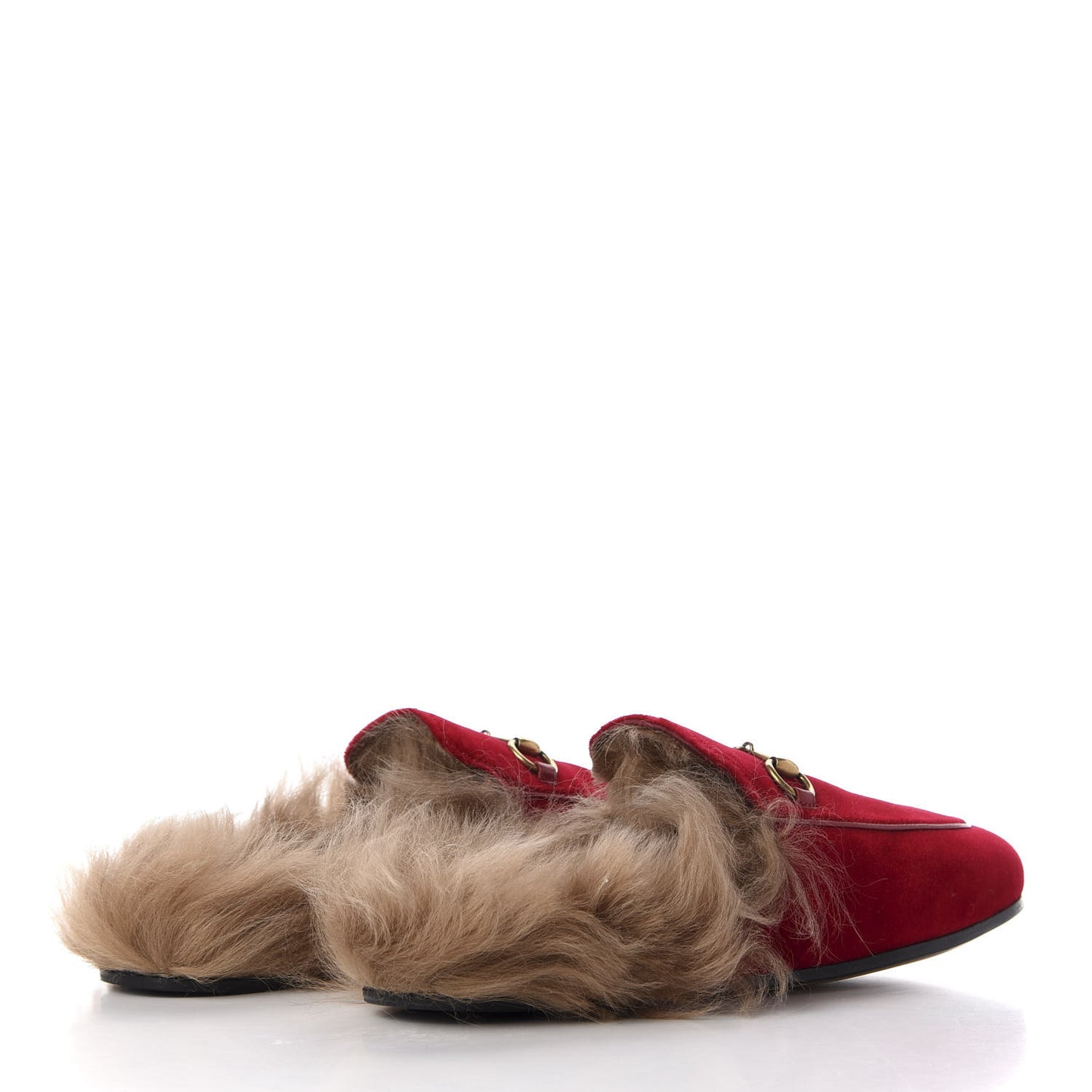 Velvet Fur Womens Princetown Slippers 38 Hibiscus Red