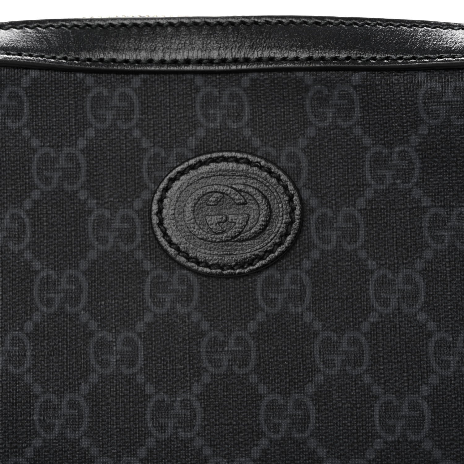 Gucci GG Supreme Monogram Azalea Calfskin Retro Interlocking G Wristlet Shoulder Bag Black 7 of 9
