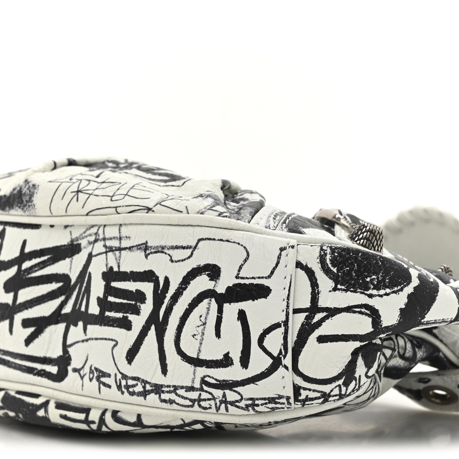 Balenciaga Agneau Arena Graffiti Le Cagole Shoulder Bag XS White Black 17 of 19