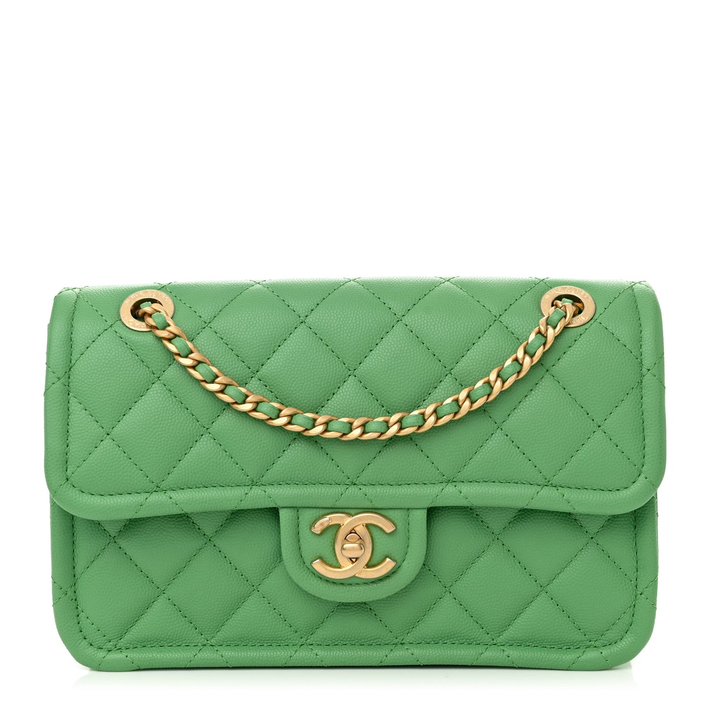 Caviar Quilted Medium Sweet Classic Flap Green