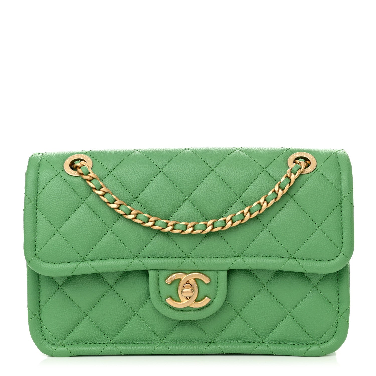 Chanel Caviar Quilted Medium Sweet Classic Flap Green 1 of 11