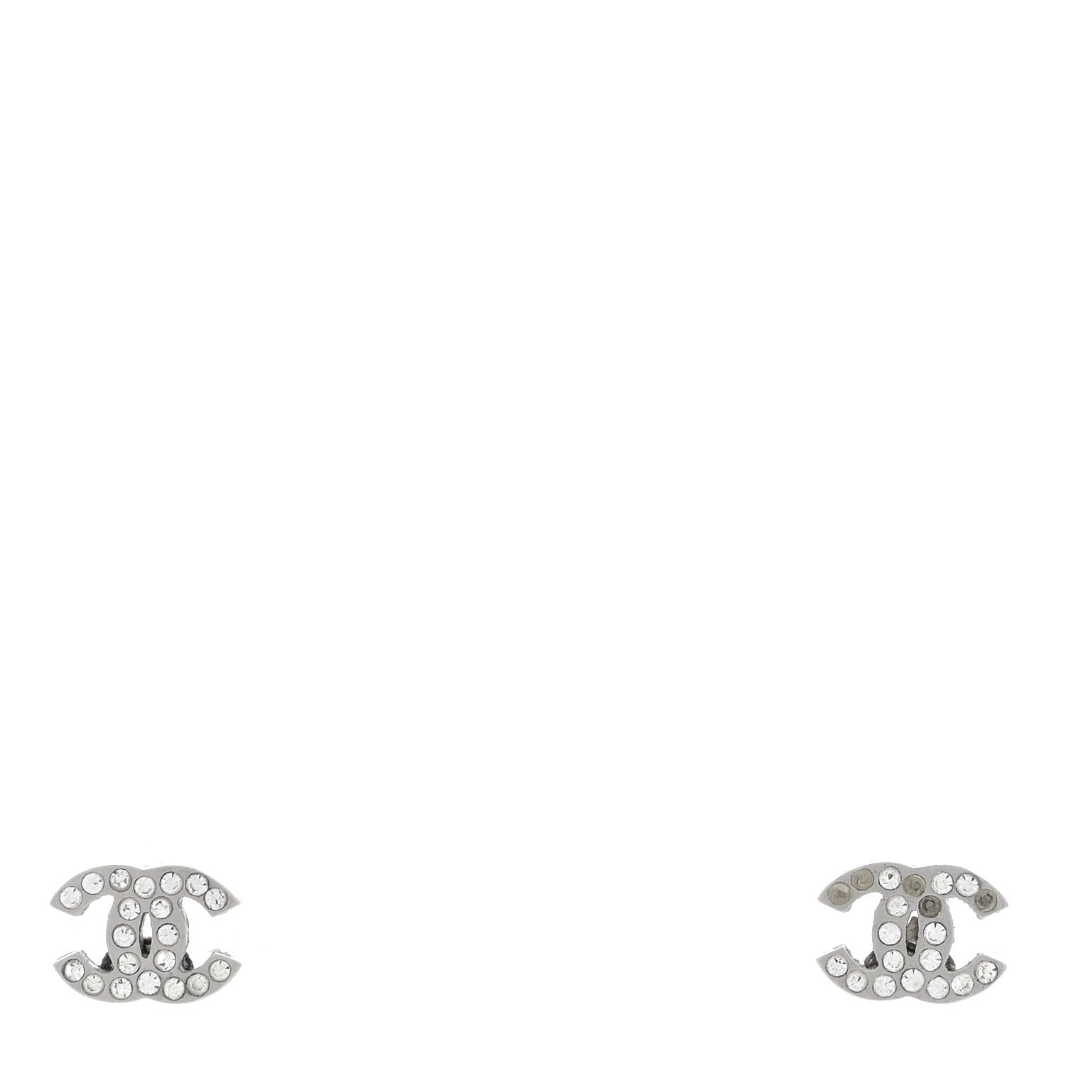 Chanel Crystal CC Earrings Silver 1 of 4
