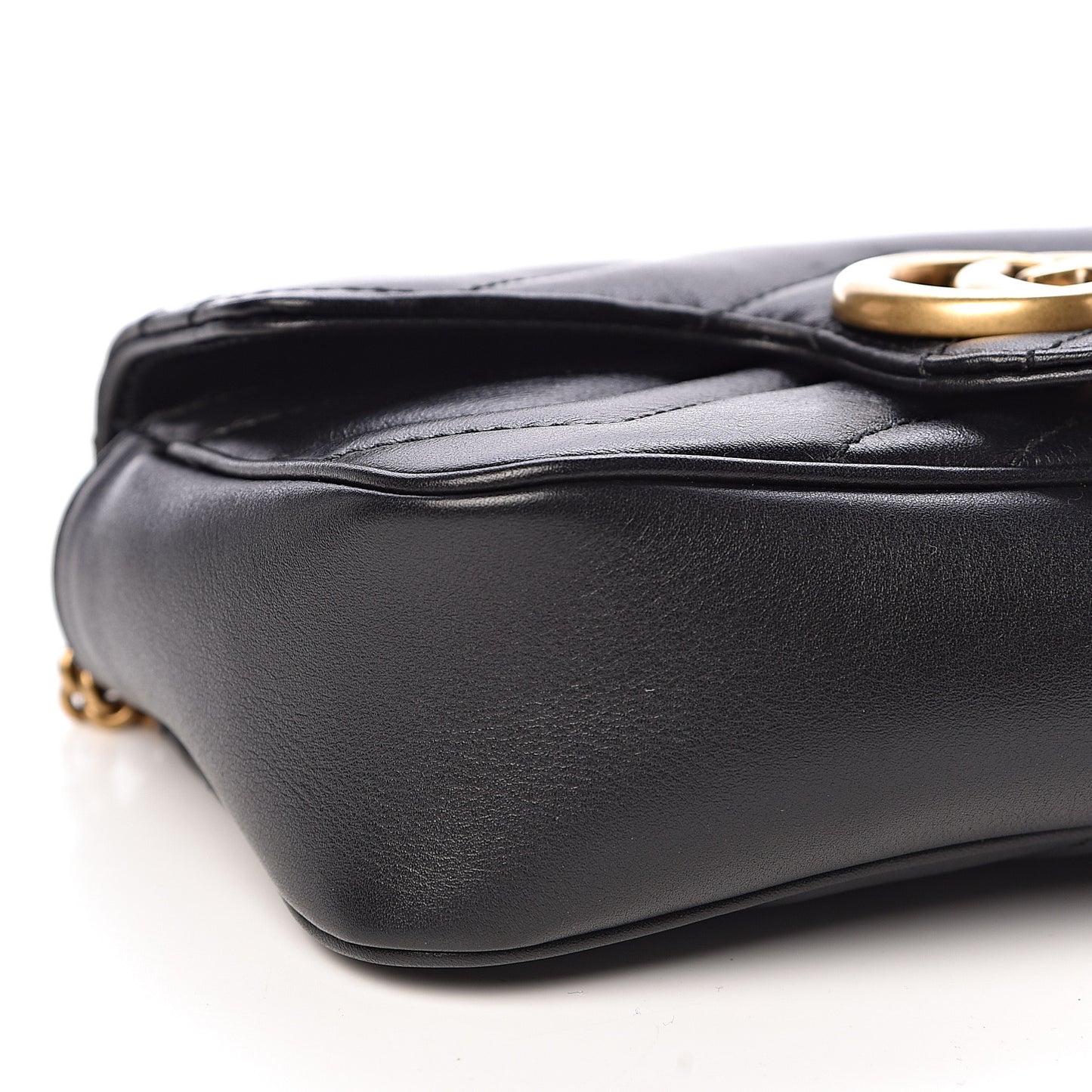 Calfskin Matelasse Super Mini GG Marmont Shoulder Bag Black