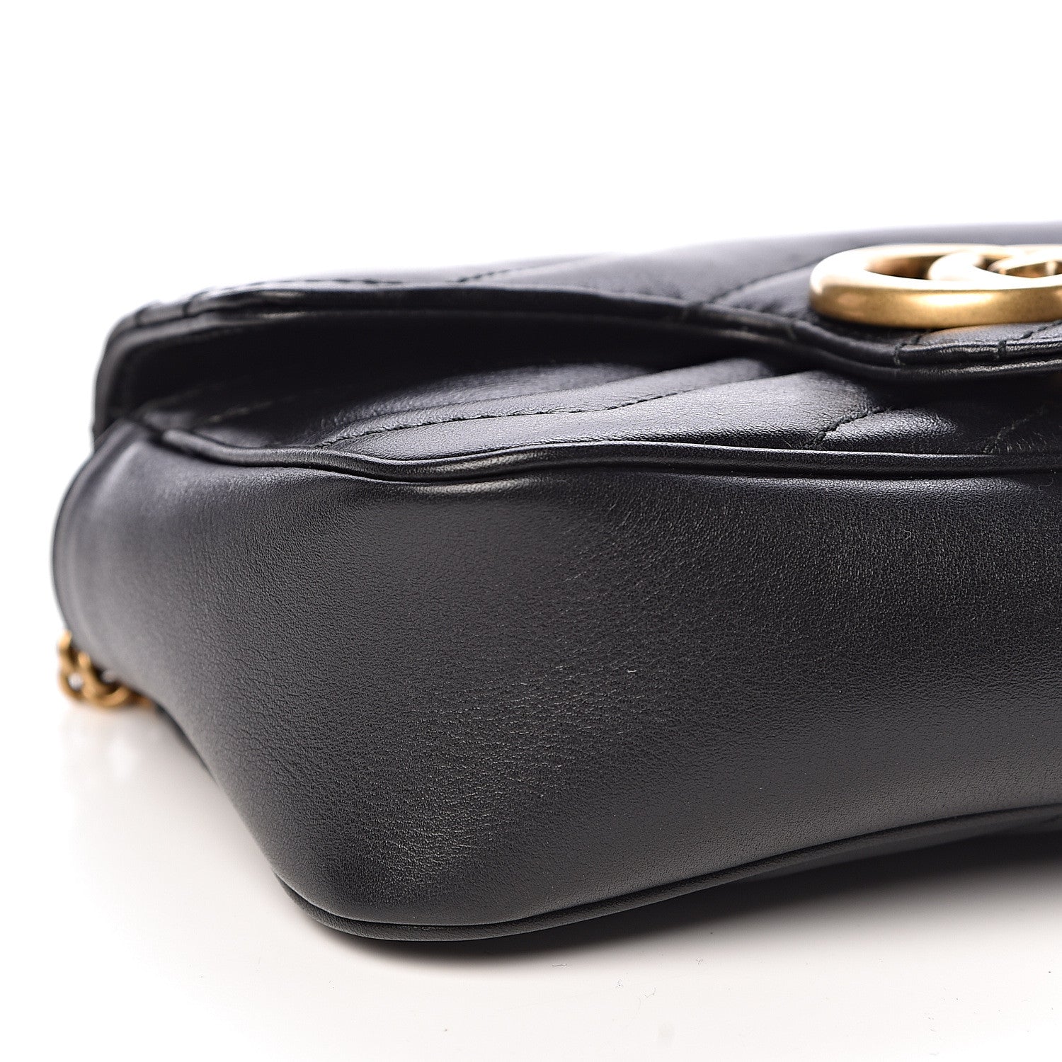 Gucci Calfskin Matelasse Super Mini GG Marmont Shoulder Bag Black 8 of 11