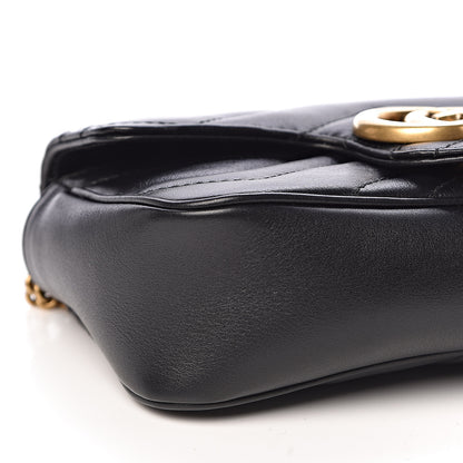 Gucci Calfskin Matelasse Super Mini GG Marmont Shoulder Bag Black 8 of 11