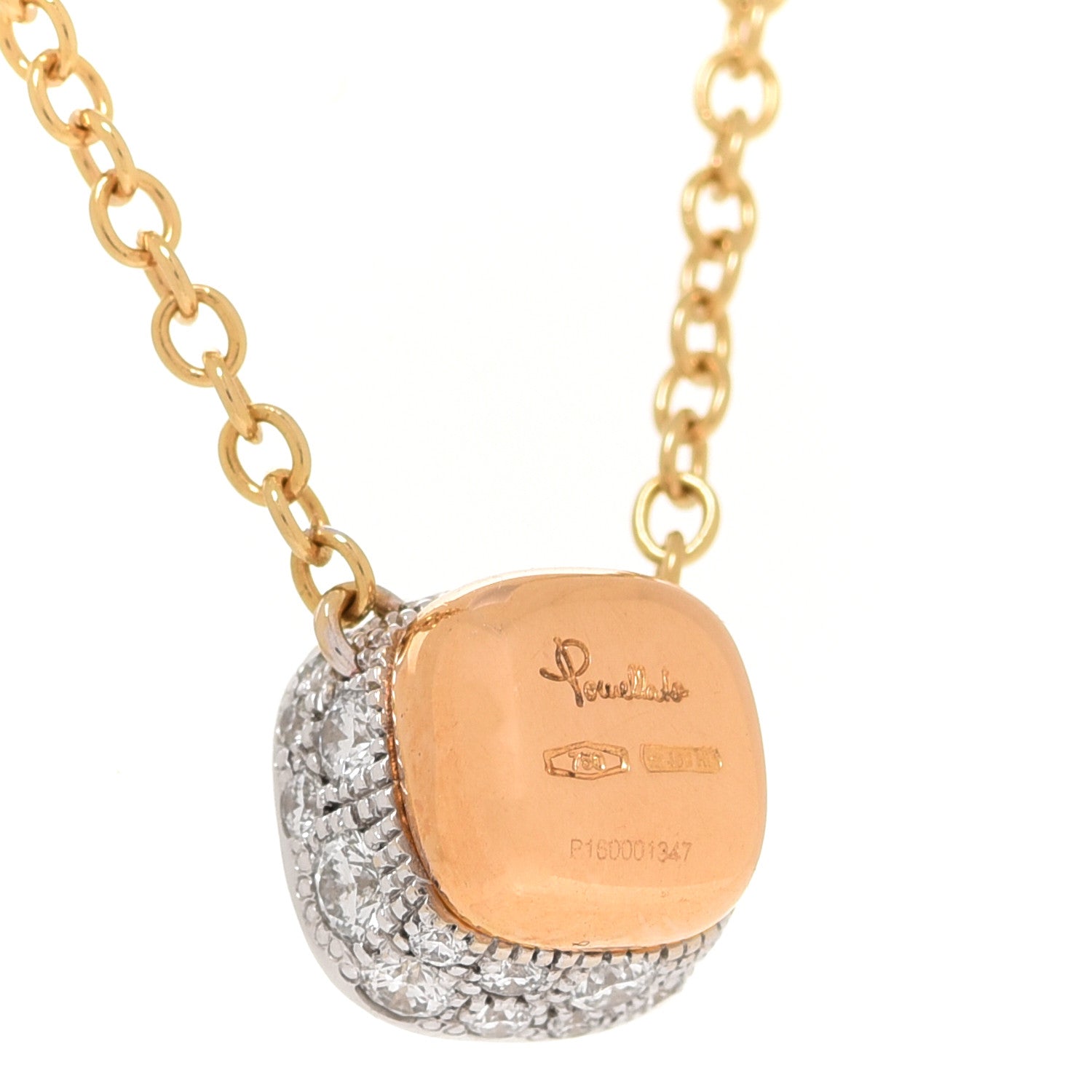 Pomellato 18K White Yellow Gold Diamond Nudo Pendant Necklace 5 of 5