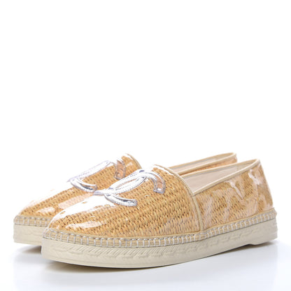 Chanel PVC Raffia CC Espadrilles 36 Beige 3 of 8