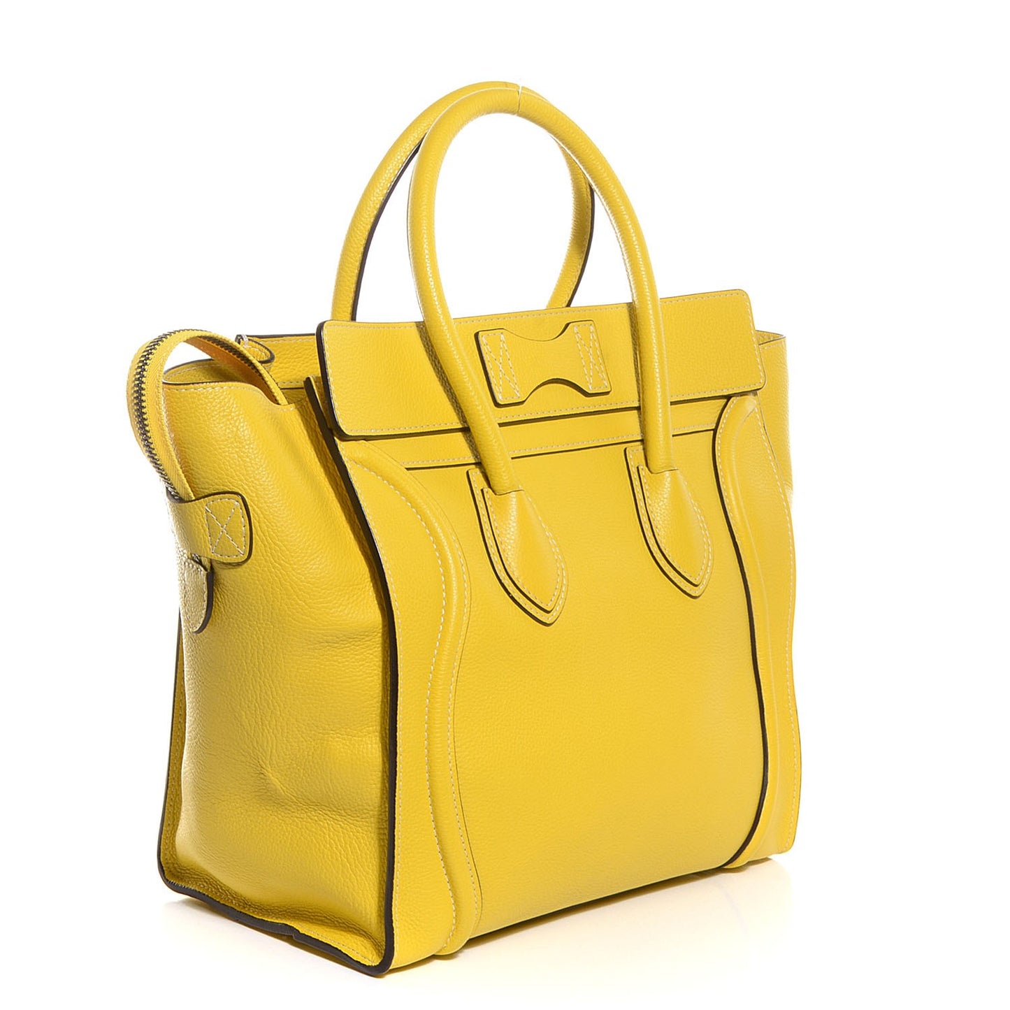Drummed Calfskin Mini Luggage Citron
