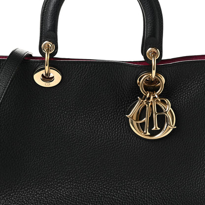 Christian Dior Bullcalf Medium Diorissimo Tote Black Rose Indien 8 of 11