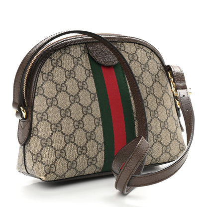 Gucci GG Supreme Monogram Textured Dollar Calfskin Web Small Ophidia Dome Shoulder Bag Beige Ebony New Acero 3 of 13