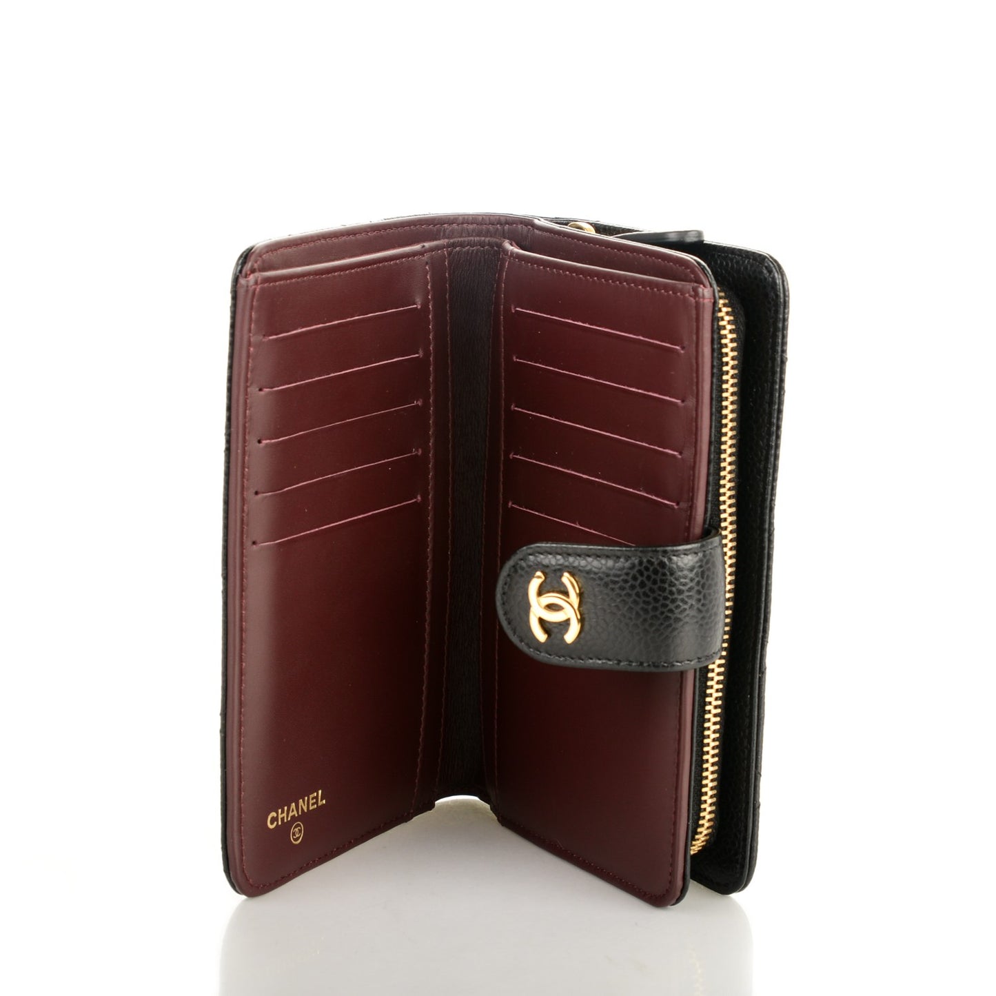 Caviar Quilted Zipped Pocket Wallet Black