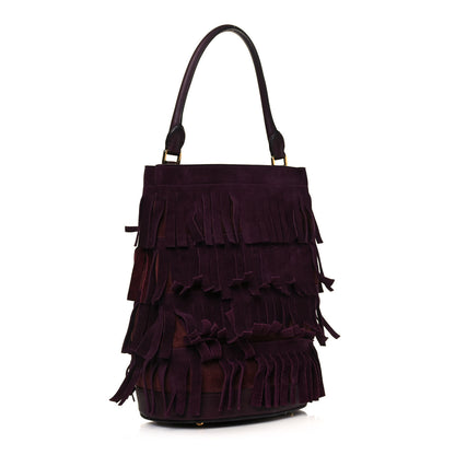 Burberry Prorsum Suede Fringe Bucket Bag Elderberry 3 of 9