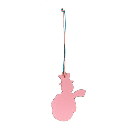 Hermes Togo Epsom Petit H Snowman Bag Charm PM Chocolate Rose Confetti 1 of 3