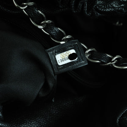 Chanel Distressed Glazed Caviar Quilted Large Elastic Tote Black 7 of 7