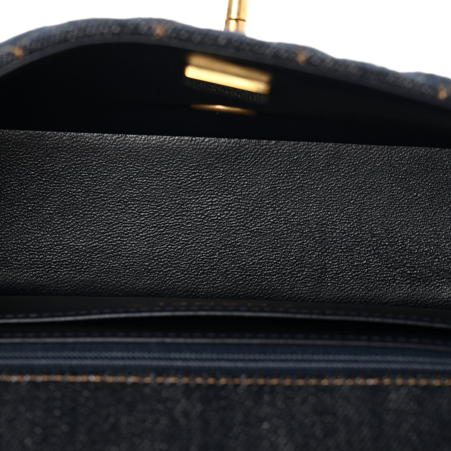 Denim Quilted Mini Rectangular Flap Dark Blue