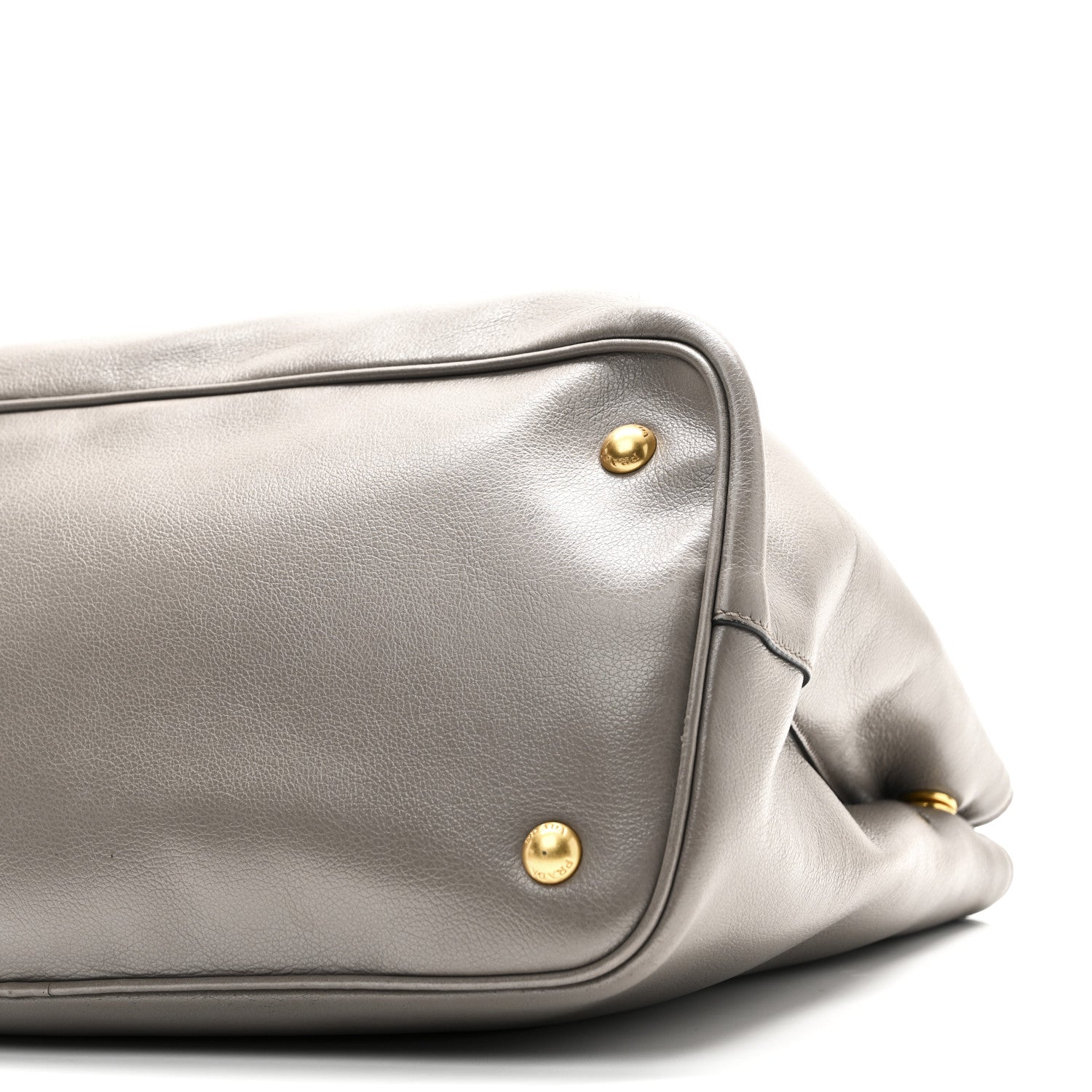 Prada Glace Calfskin Embossed Logo Tote Argilla 9 of 9