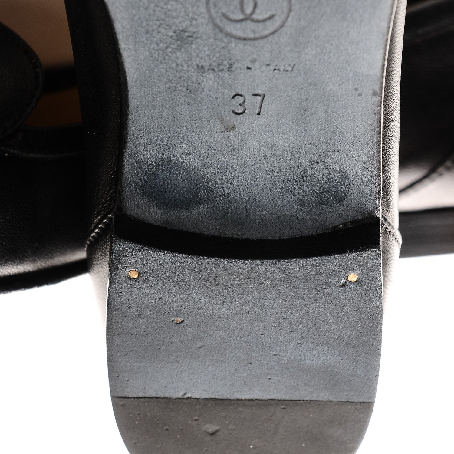 Chanel Lambskin CC Loafers 37 Black 7 of 9
