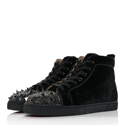 Christian Louboutin Velvet Lou Pik Pik Flat Spikes Sneakers 43 Black 3 of 7