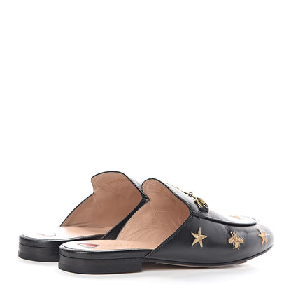 Gucci Goatskin Bee Star Embroidered Womens Princetown Slippers 40.5 Black 4 of 12