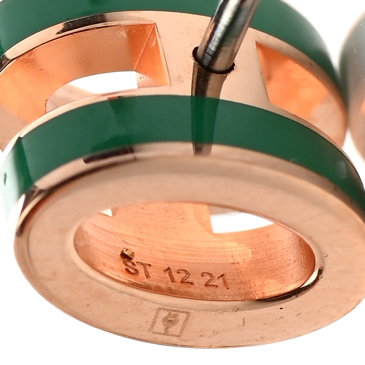 Rose Gold Lacquered Mini Pop H Earrings Malachite