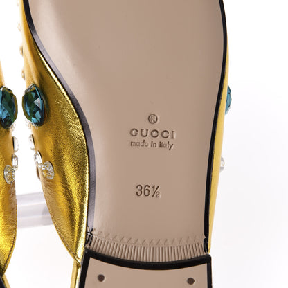 Gucci Metallic Nappa Crystal Womens Princetown Slippers 36.5 Gold 8 of 9