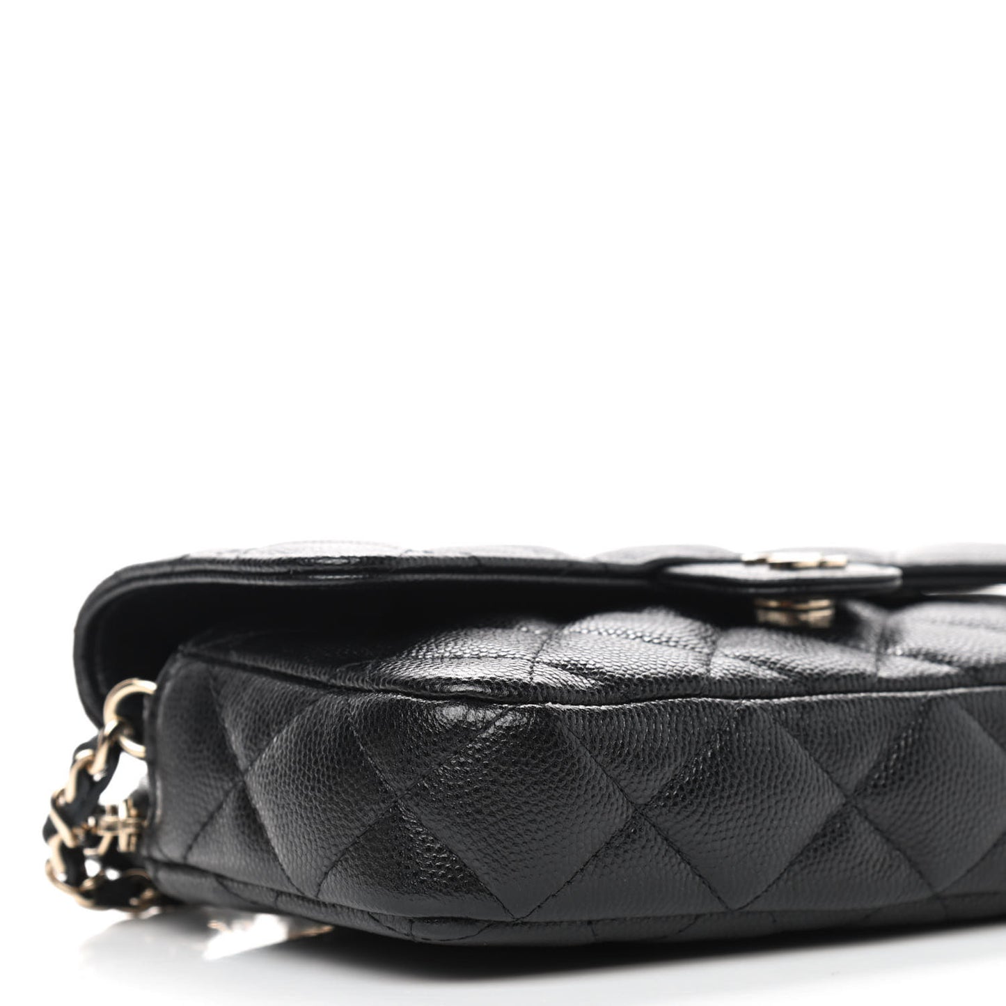 Caviar Quilted Flap Phone Holder With Chain Black