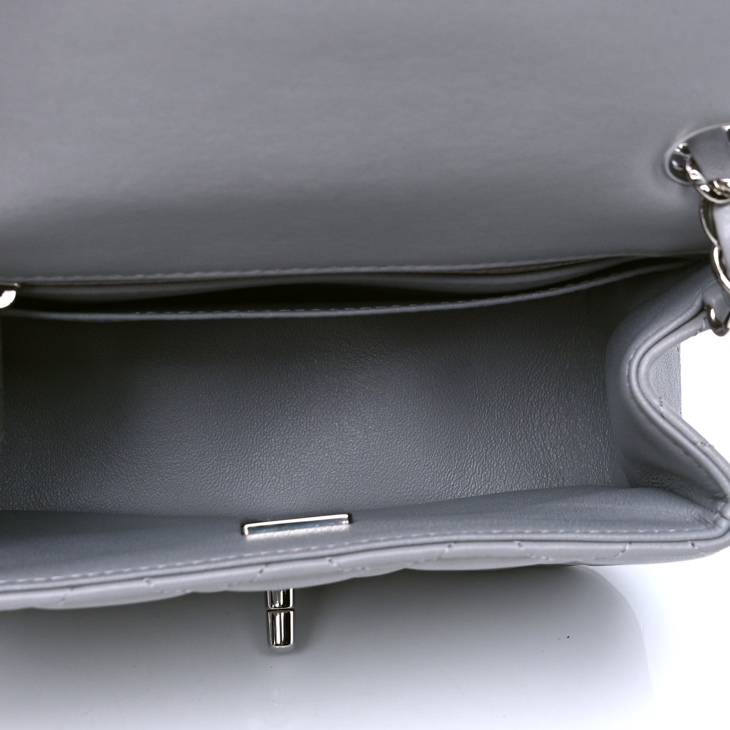 Chanel Lambskin Quilted Mini Square Flap Light Grey 3 of 4