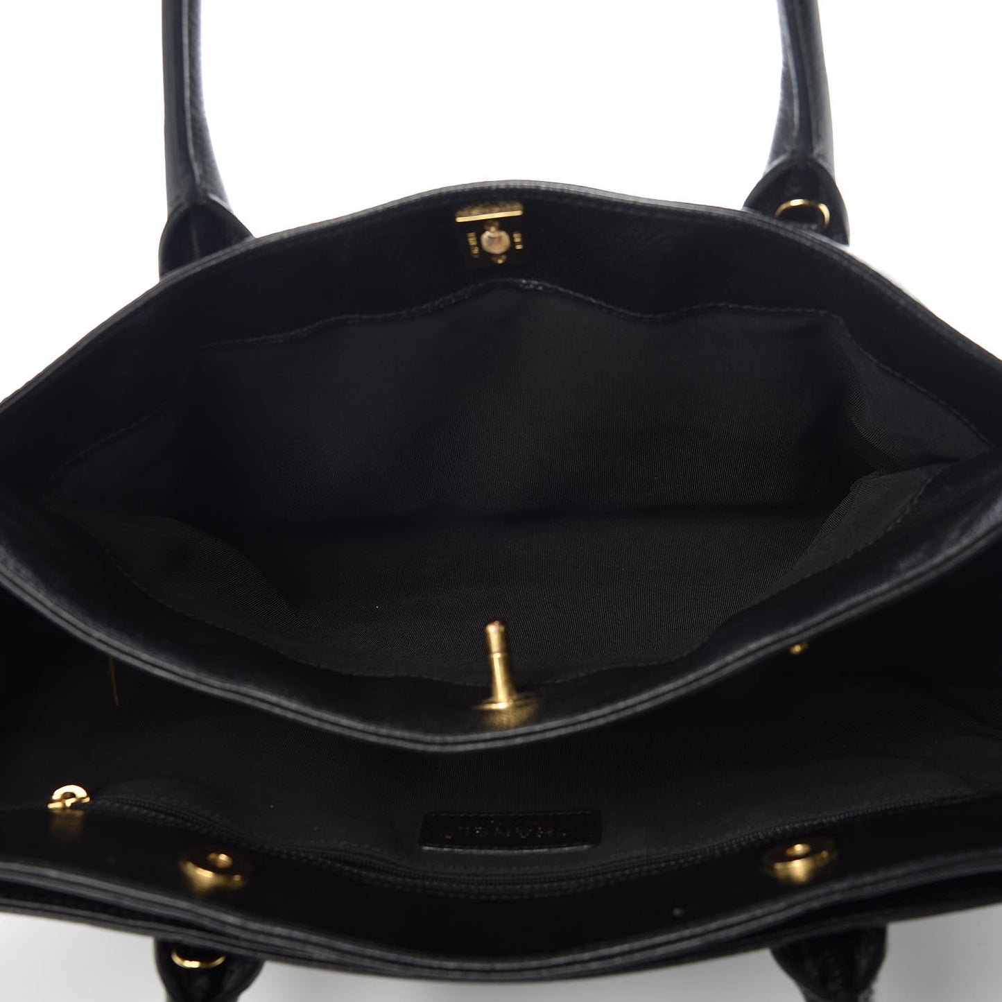 Calfskin Cerf Executive Shopper Tote Black