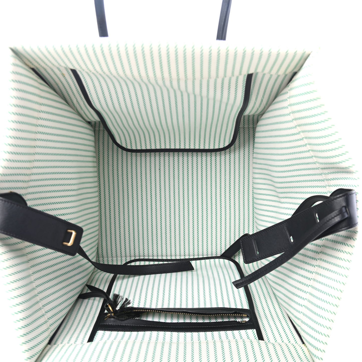 Cotton Canvas Striped Medium Phantom Luggage White Green