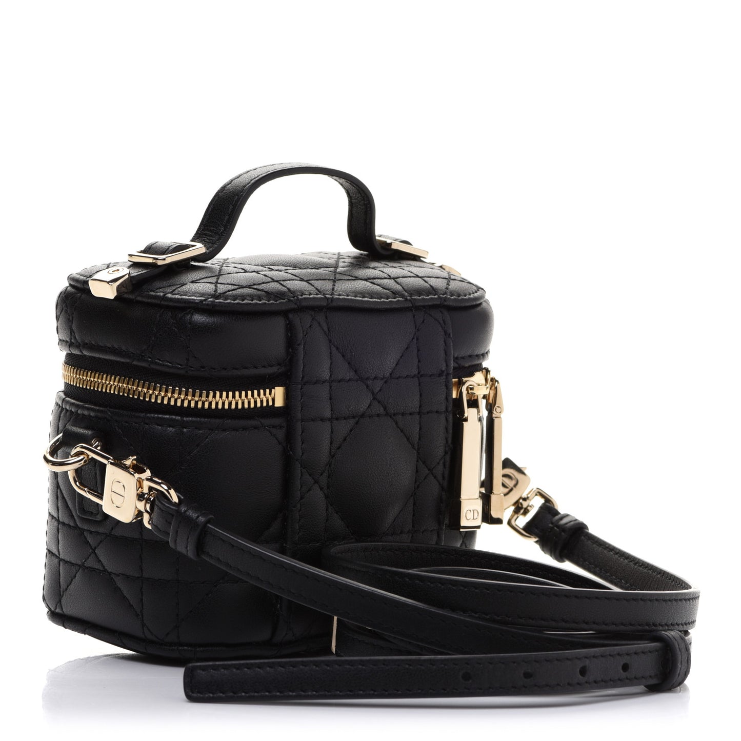 Lambskin Cannage Micro Lady Dior Vanity Case Black