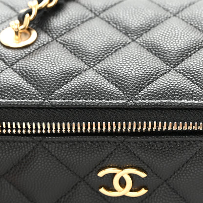 Chanel Caviar Quilted Enamel Coco Casino Small Vanity Case With Chain Black 13 of 15