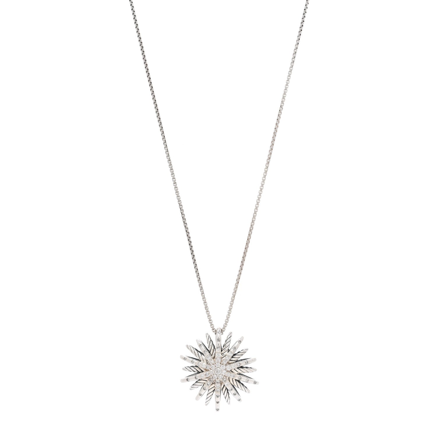 David Yurman Sterling Silver Diamond Medium Starburst Pendant Necklace 1 of 4