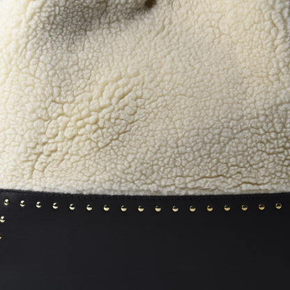 Stella McCartney Eco Alter Nappa Shearling Popper Bucket Bag Black White 11 of 11