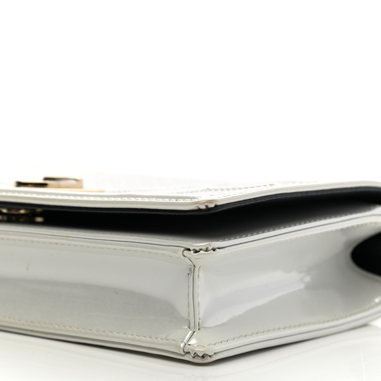 Christian Dior Patent Micro-Cannage Diorama Wallet on Chain Pouch White 10 of 15