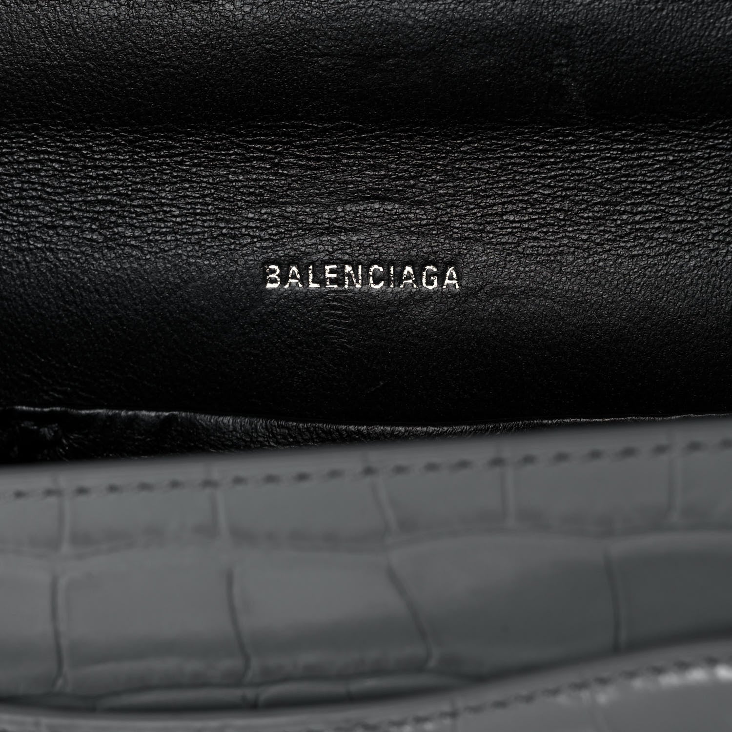 Balenciaga Shiny Calfskin Crocodile Embossed XS Sharp Top Handle Bag Balenciaga Grey 6 of 13