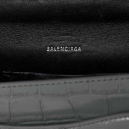Balenciaga Shiny Calfskin Crocodile Embossed XS Sharp Top Handle Bag Balenciaga Grey 6 of 13