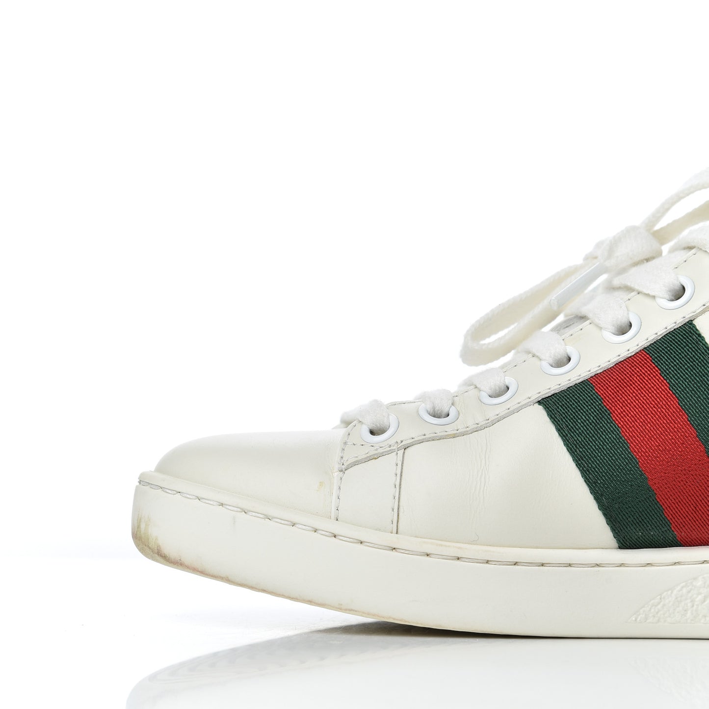 Calfskin Ayers Bee Embroidered Womens Ace Sneakers 35 White Green