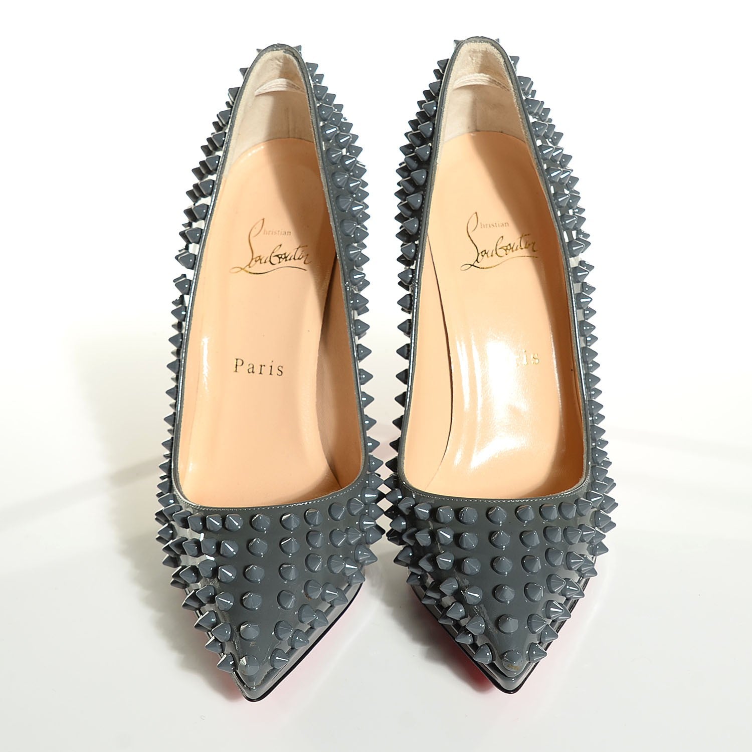 Christian Louboutin Patent Pigalle Plato Spikes 120 Pumps 37 Acier 2 of 7