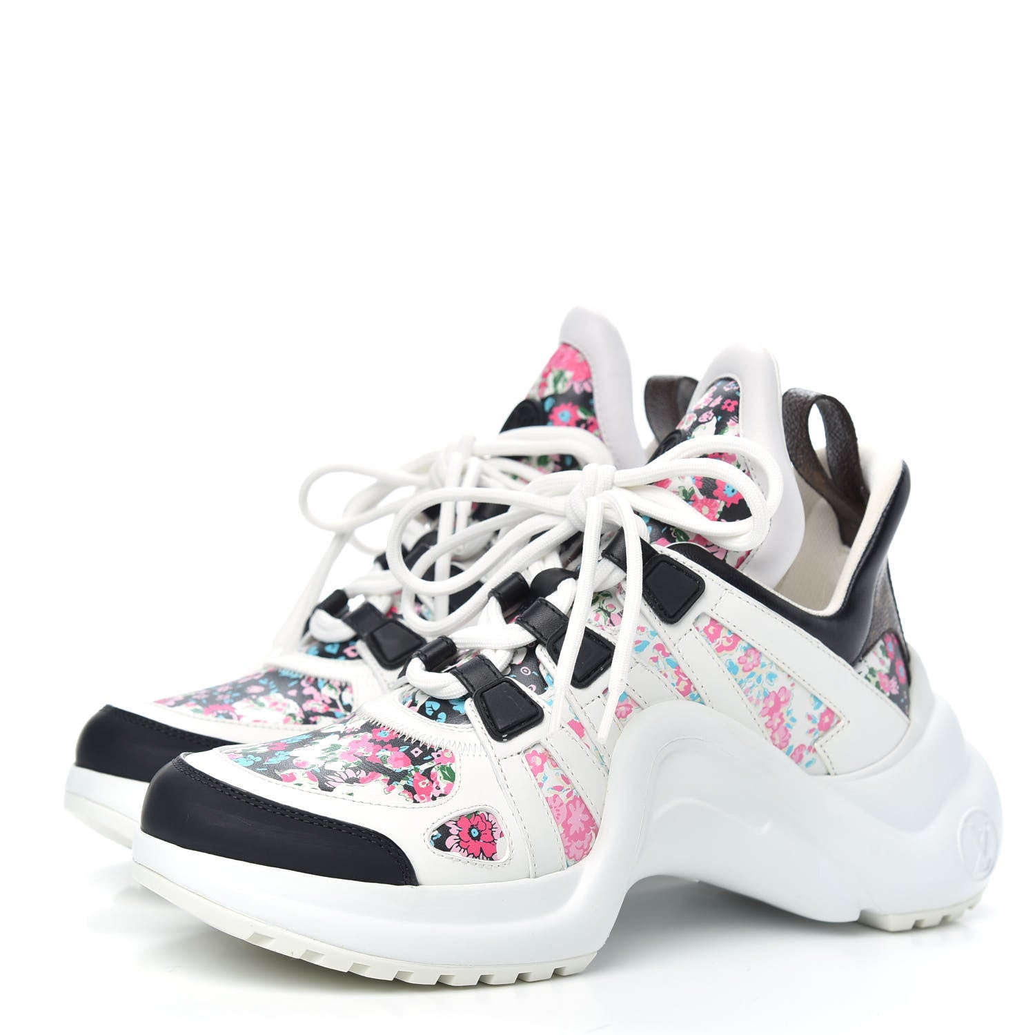 Louis Vuitton Flower Printed Calfskin Monogram LV Archlight Sneakers 36 Black Rose 3 of 8