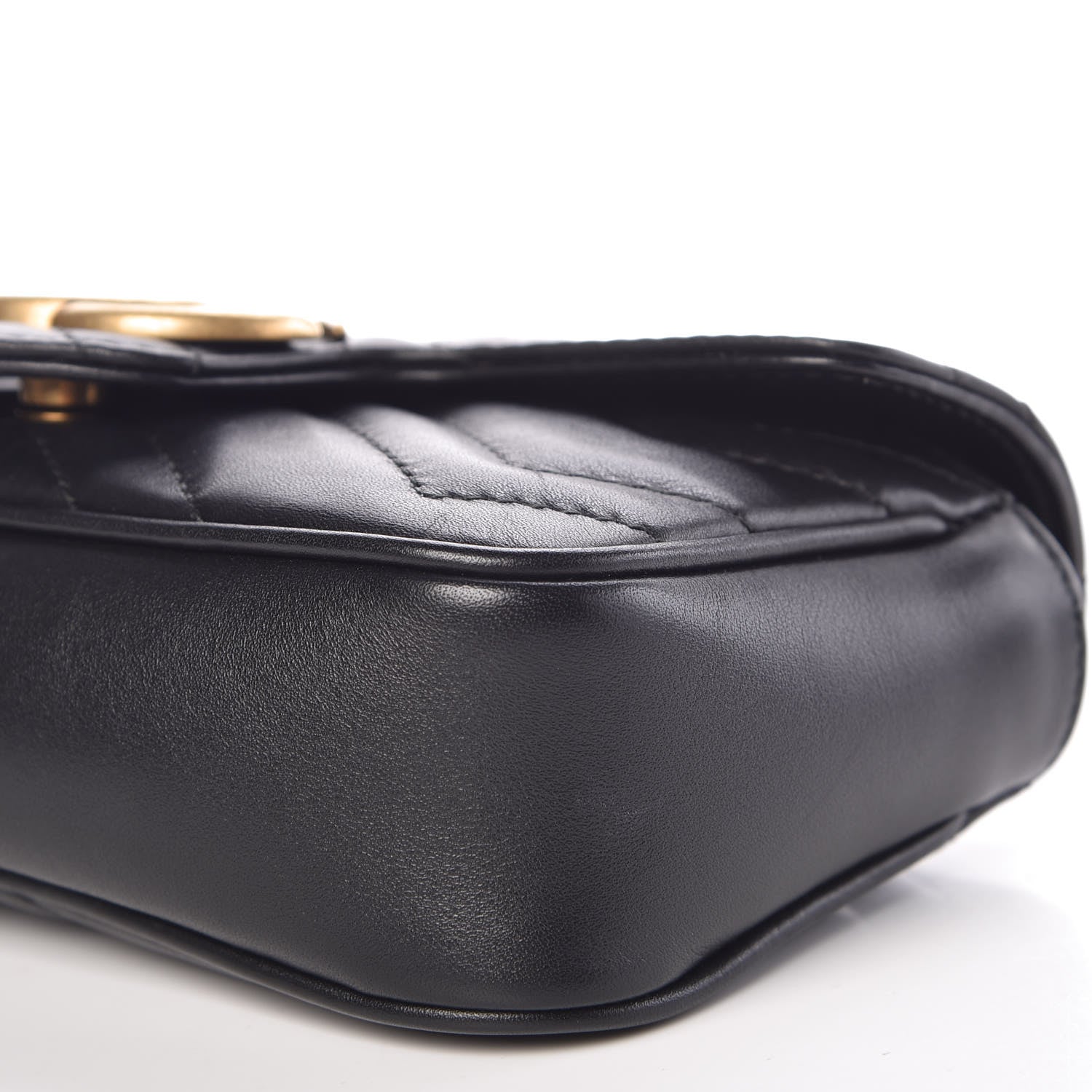 Gucci Calfskin Matelasse Super Mini GG Marmont Shoulder Bag Black 9 of 10