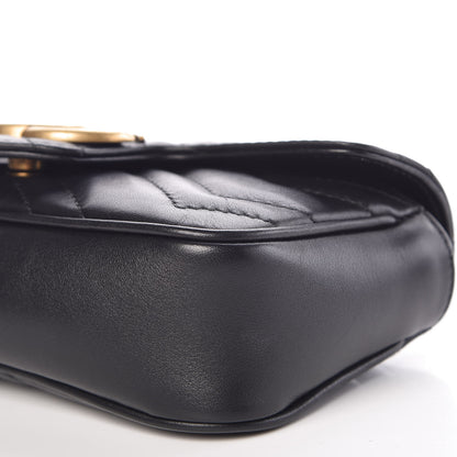 Gucci Calfskin Matelasse Super Mini GG Marmont Shoulder Bag Black 9 of 10