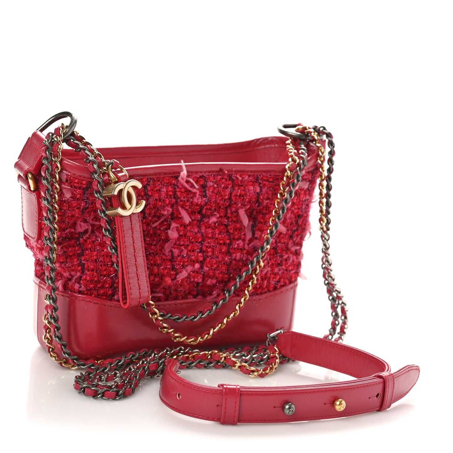 Tweed Calfskin Quilted Small Gabrielle Hobo Pink