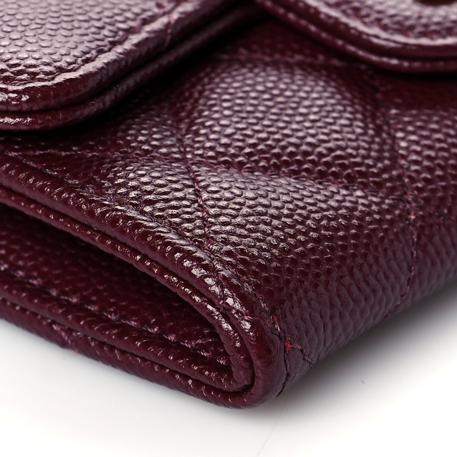 Chanel Caviar Quilted Flap Card Holder Wallet Burgundy 10 of 12
