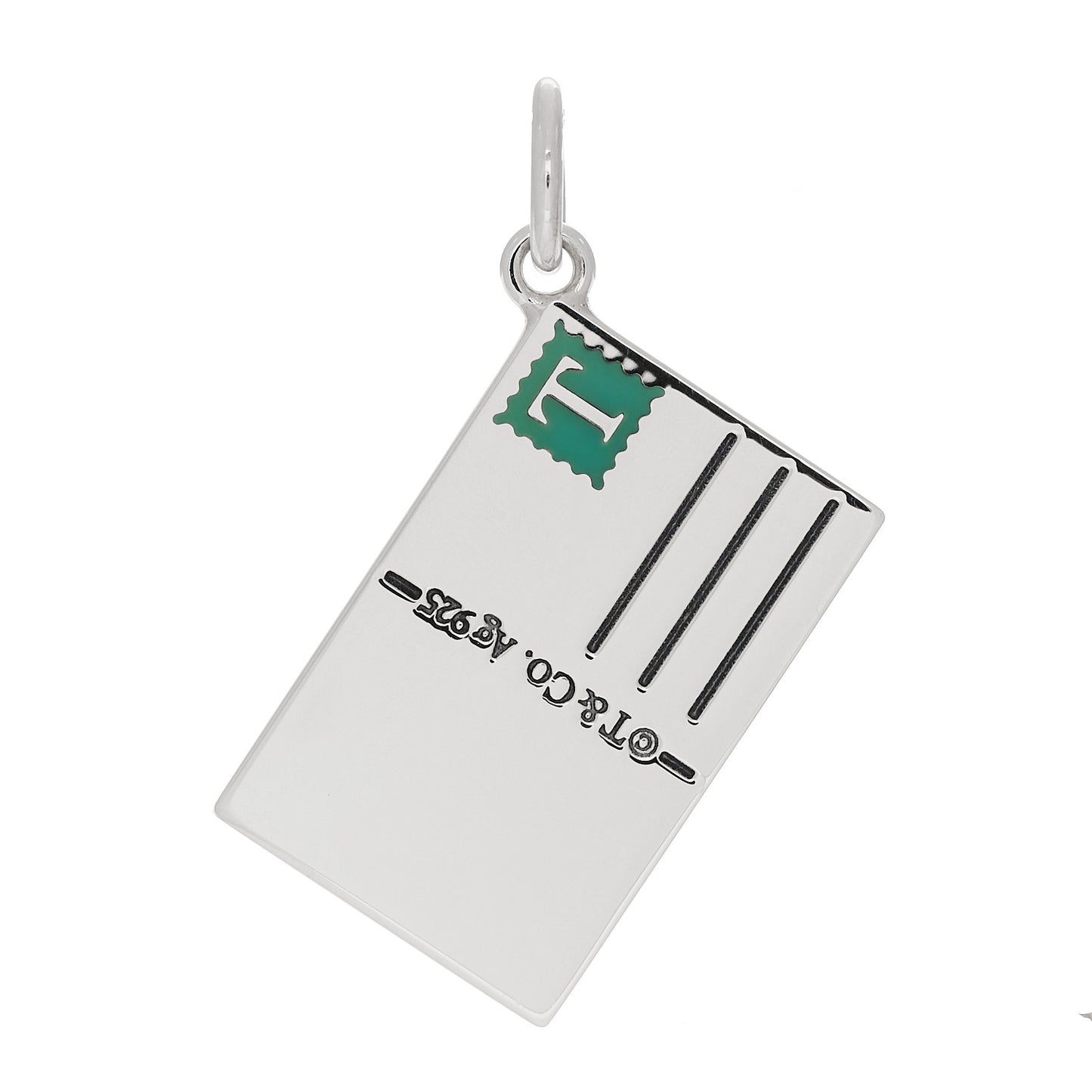 Sterling Silver Enamel London Postcard Charm Blue